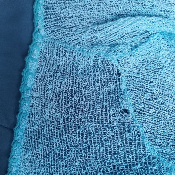 Mesh Blue Drap/Bolero Blouse - Picture 2 of 3